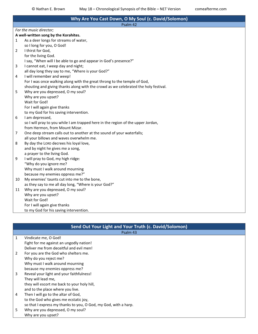 138 May 18 Chronological Synopsis of the Bible