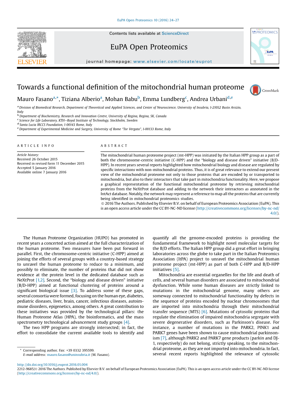 Towards a Functional Definition of the Mitochondrial Human Proteome