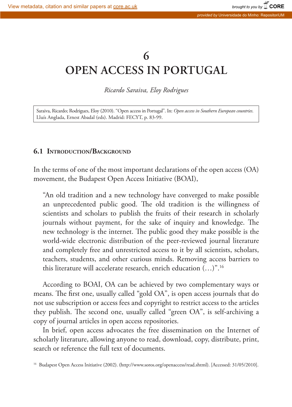 6 Open Access in Portugal