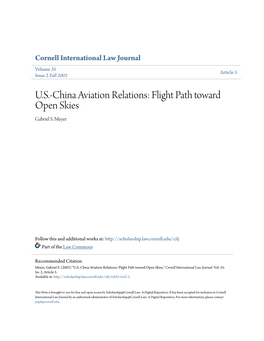 U.S.-China Aviation Relations: Flight Path Toward Open Skies Gabriel S