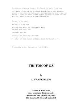 Tik-Tok of Oz, by L