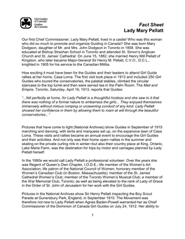 Fact Sheet Lady Mary Pellatt