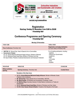 Conference Programme and Opening Ceremony