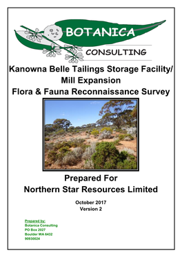 Kanowna Belle Tailings Storage Facility/ Mill Expansion Flora & Fauna Reconnaissance Survey