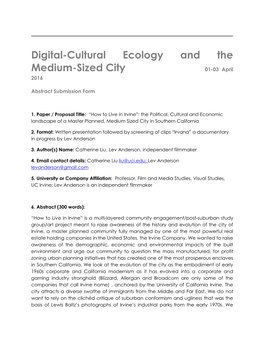 Digital-Cultural Ecology and the Medium-Sized City