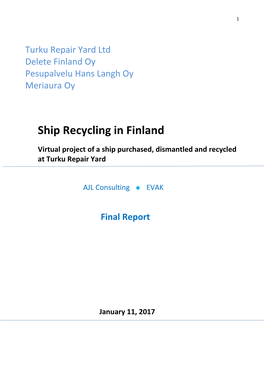 Ship Recycling in Finland
