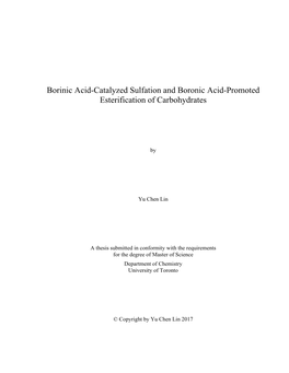 Borinic Acid-Catalyzed Sulfation and Boronic Acid-Promoted Esterification of Carbohydrates