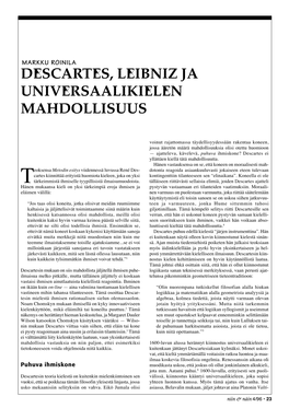 Descartes, Leibniz Ja Universaalikielen Mahdollisuus