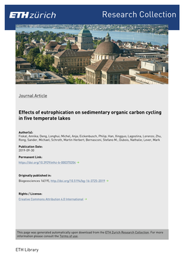 Effects of Eutrophication on Sedimentary Organic Carbon Cycling in Five Temperate Lakes