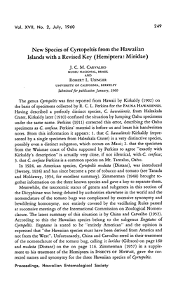 Islands with a Revised Key (Hemiptera: Miridae)