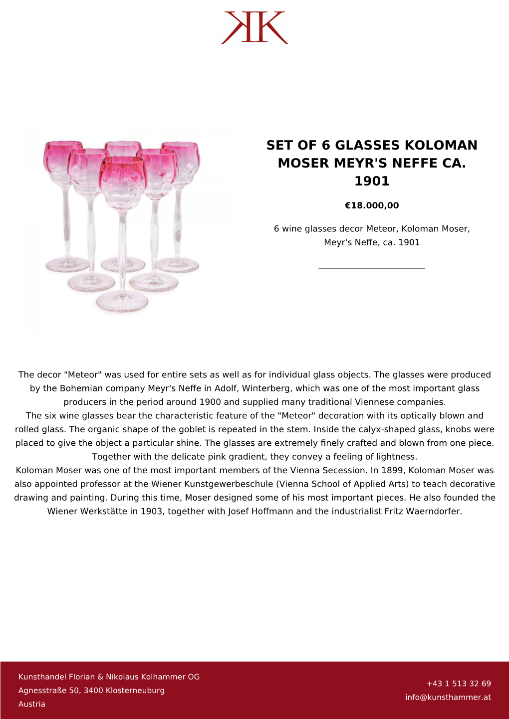 Set of 6 Glasses Koloman Moser Meyr's Neffe Ca. 1901