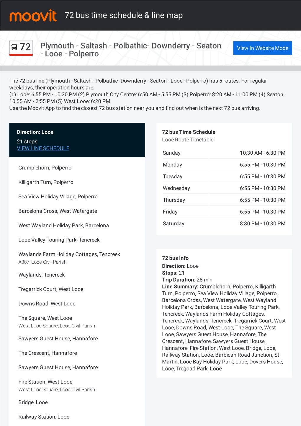 72 Bus Time Schedule & Line Route