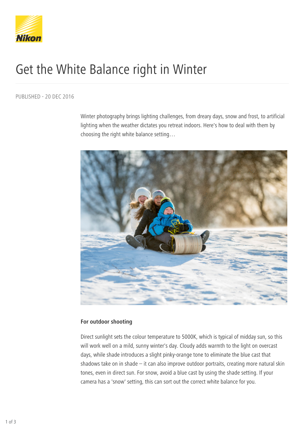 Get the White Balance Right in Winter