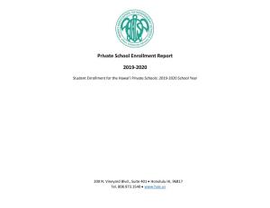Private School Enrollment Report 2019-2020