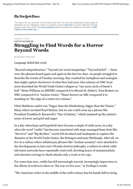 Struggling to Find Words for a Horror Beyond Words - the Ne