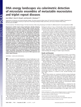 DNA Energy Landscapes Via Calorimetric Detection of Microstate Ensembles of Metastable Macrostates and Triplet Repeat Diseases