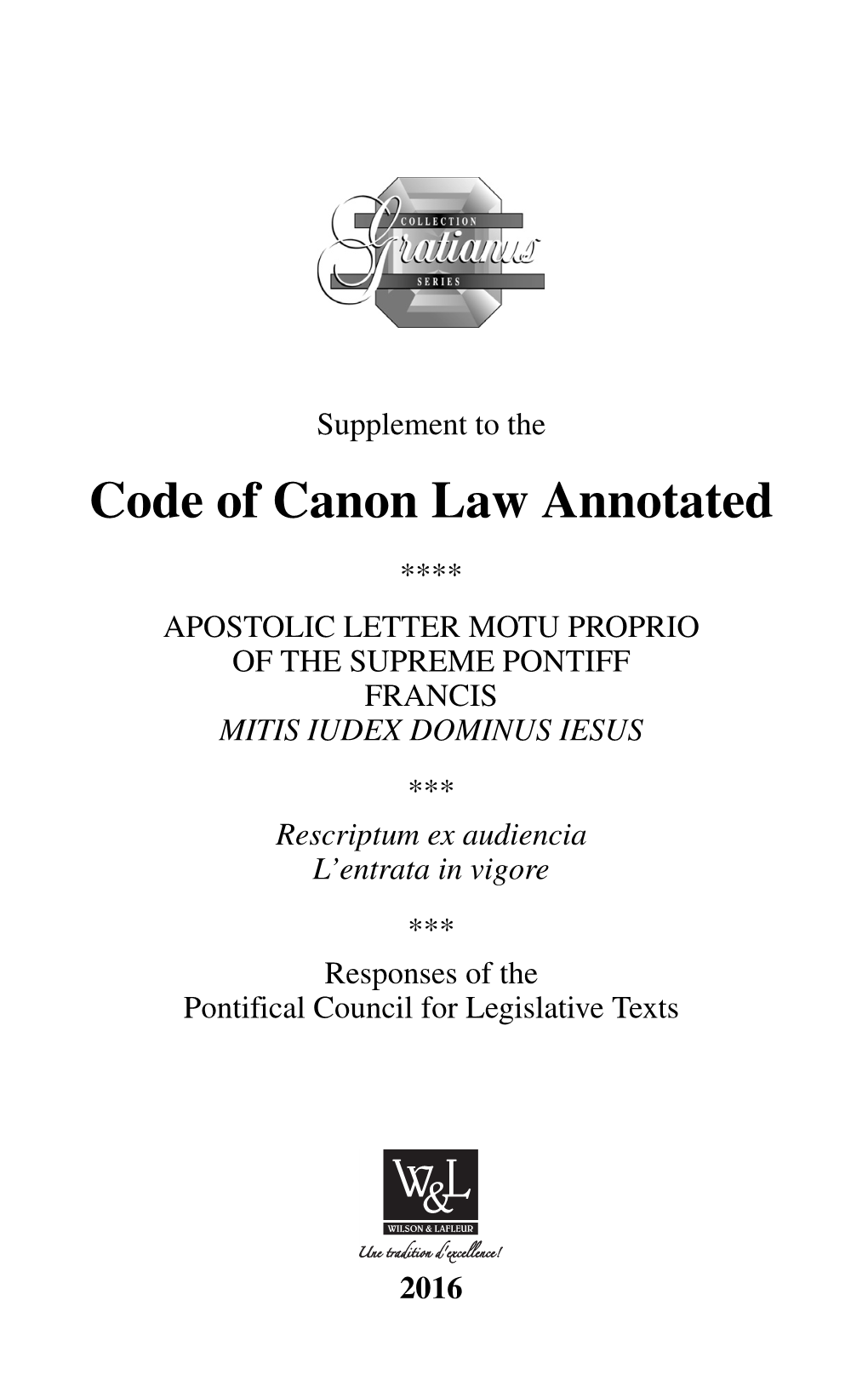 Code of Canon Law Annotated