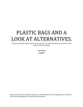 Plastic Bags and a Look at Alternatives