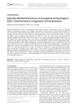 Digitally-Mediated Practices of Geospatial Archaeological Data: Transformation, Integration, & Interpretation