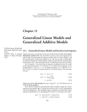 Generalized Linear Models and Generalized Additive Models