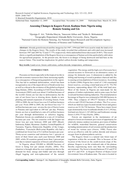 Assessing Changes in Kagoro Forest, Kaduna State Nigeria Using Remote Sensing and Gis