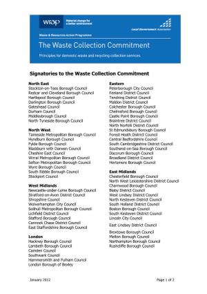 Waste Collection Commitment Signatories