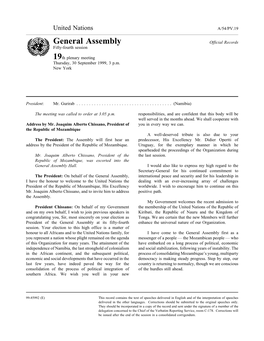 General Assembly Official Records Fifty-Fourth Session