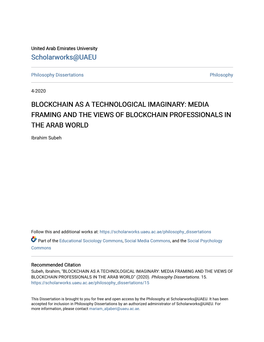 Blockchain As a Technological Imaginary: Media Framing and the Views of Blockchain Professionals in the Arab World