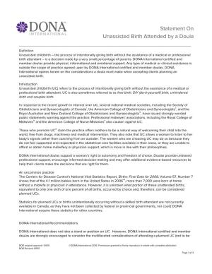 Statement on Unassisted Birth Attended by a Doula