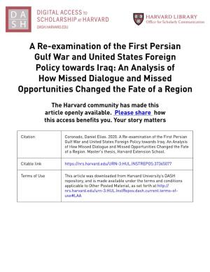 A Re-Examination of the First Persian Gulf War And