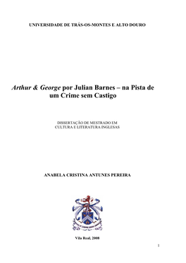 Arthur & George Por Julian Barnes – Na Pista De Um Crime Sem Castigo