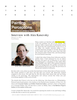 Interview with Alex Kanevsky January 31, 2012 Neil Plotkin