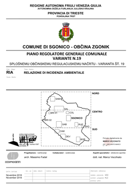 Občina Zgonik Piano Regolatore Generale Comunale Variante N.19 Sploânemu Obý,Nskemu Regulacijskemu Naý5789$5,$17$Â7