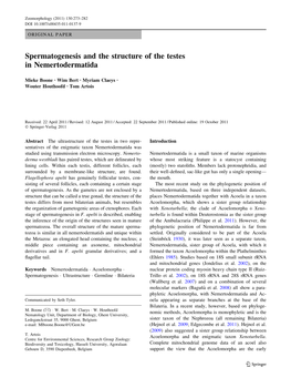 Spermatogenesis and the Structure of the Testes in Nemertodermatida