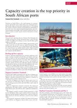 Capacity Creation Is the Top Priority in South African Ports Transnet Port Terminals, Durban, South Africa