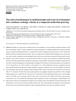 The Ratio of Methanogens to Methanotrophs and Water-Level Dynamics Drive Methane Exchange Velocity in a Temperate Kettle-Hole Peat Bog