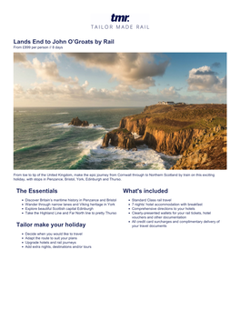 Lands End to John O'groats by Rail the Essentials Tailor Make Your