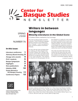 Basque Studies Newsletter ISSN: 1537-2464 Center for Basque Studies N E W S L E T T E R