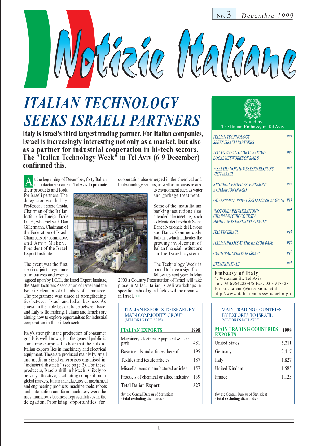 Italian Technology Seeks Israeli Partners