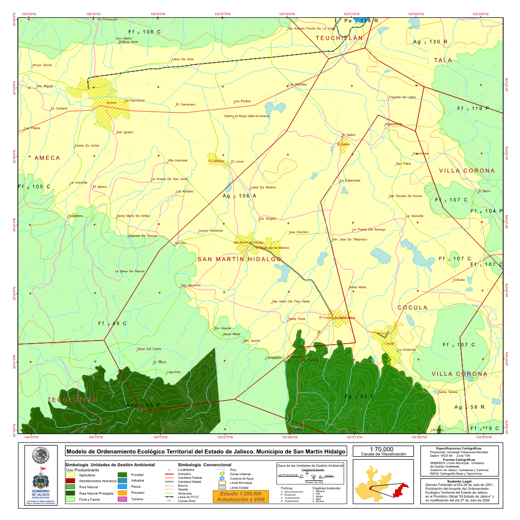 Mapa Del Modelo Del Ordenamiento Ecológico Territorial Del Municipio De San Martín Hidalgo