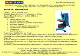 BHARAT Roti Machines Bharat Roti Press Machine