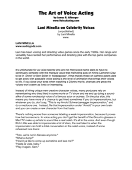 Lani Minella on Celebrity Voices (Unpublished) by Lani Minella Www