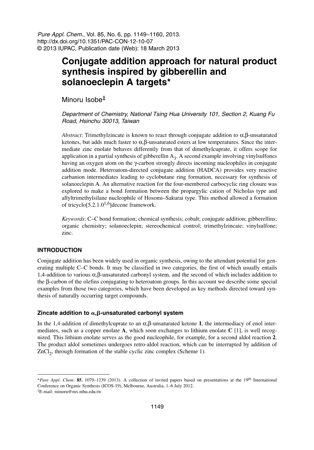 Conjugate Addition Approach for Natural Product Synthesis Inspired by Gibberellin and Solanoeclepin a Targets*