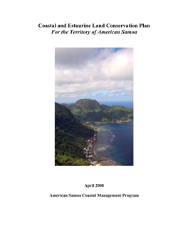 Coastal and Estuarine Land Conservation Plan for the Territory of American Samoa