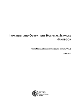 Inpatient and Outpatient Hospital Services Handbook