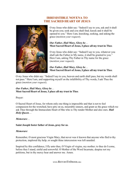 Irresistible Novena to the Sacred Heart of Jesus