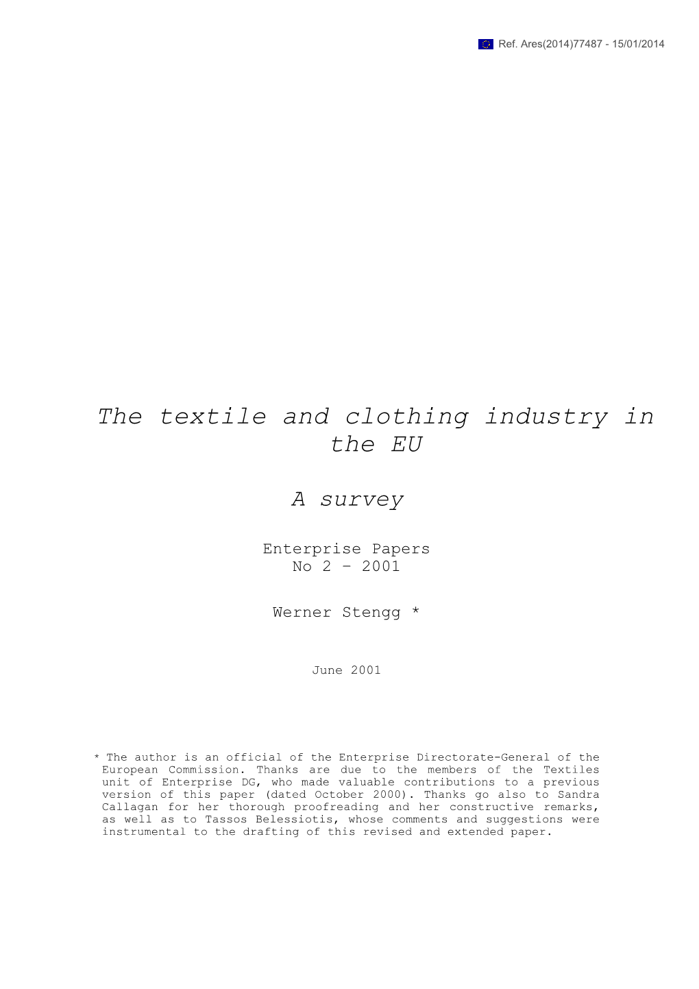 The Textile and Clothing Industry in the EU