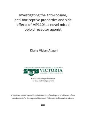 Investigating the Anti-Cocaine, Anti-Nociceptive Properties and Side Effects of MP1104, a Novel Mixed Opioid Receptor Agonist