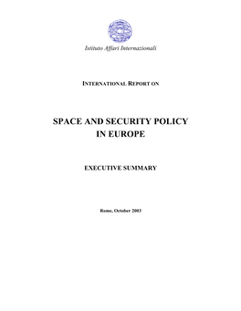 International Report on Space and Security Policy in Europe