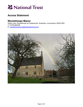 Access Statement Woolsthorpe Manor